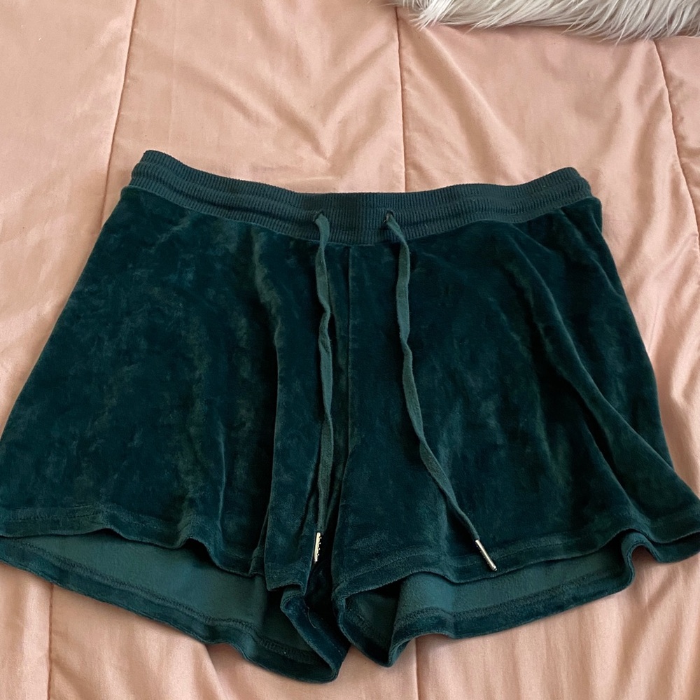 Juicy Couture Dark Green Velvet Athletic Shorts
